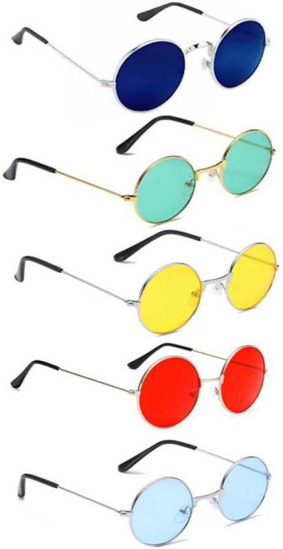 UV Protection Round Sunglasses (53)  (For Men & Women, Red, Yellow, Blue, Green)