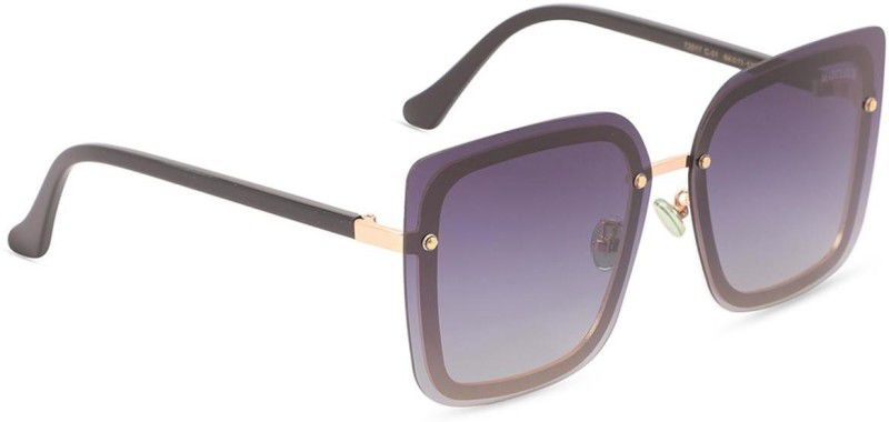 Polarized Retro Square Sunglasses (64)  (For Women, Grey)