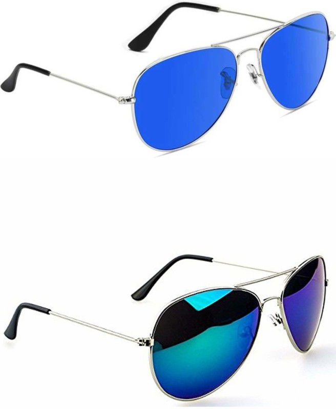 Mirrored, Gradient, UV Protection Aviator Sunglasses (Free Size)  (For Men & Women, Blue)