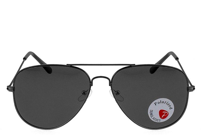 Polarized, UV Protection Aviator Sunglasses (52)  (For Men & Women, Black)