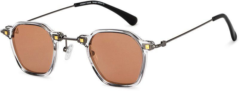 Polarized, UV Protection Rectangular Sunglasses (41)  (For Men & Women, Brown)
