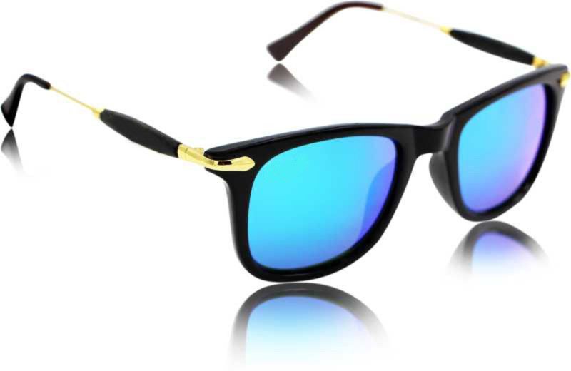 Mirrored Wayfarer Sunglasses (18)  (For Men & Women, Blue, Clear)