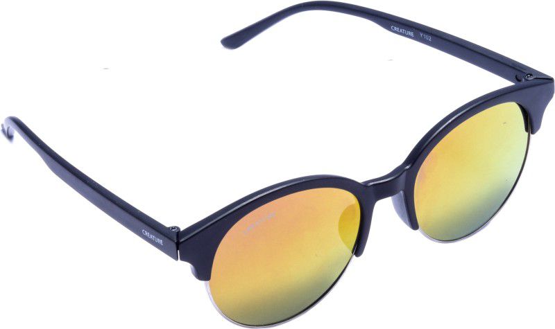 Mirrored, UV Protection Wayfarer, Round Sunglasses (Free Size)  (For Men & Women, Multicolor, Yellow)