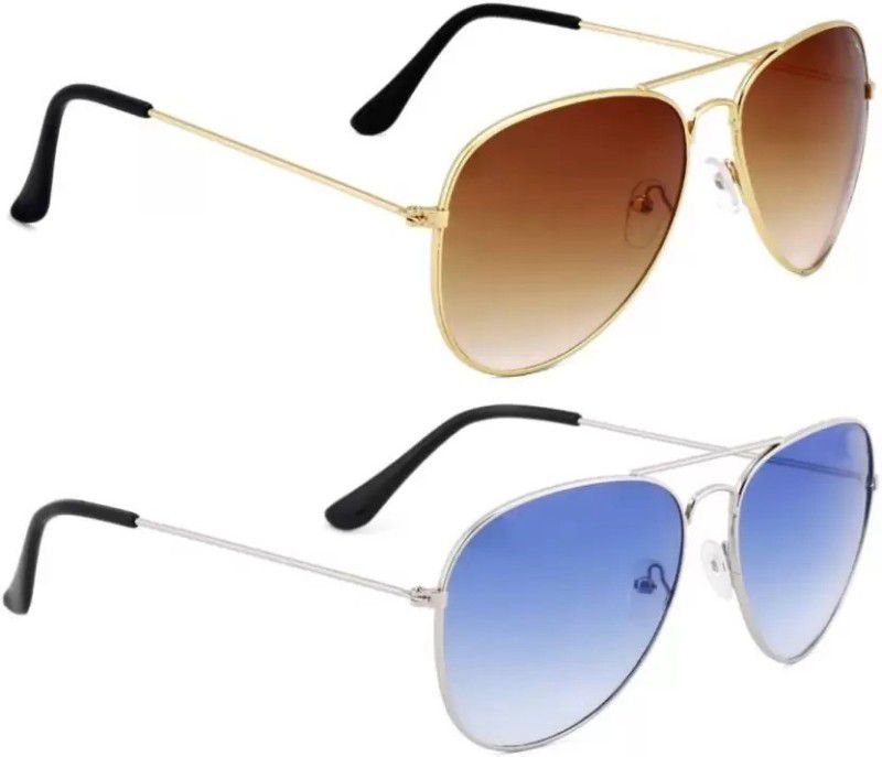 Aviator Sunglasses  (For Men & Women, Brown, Blue)