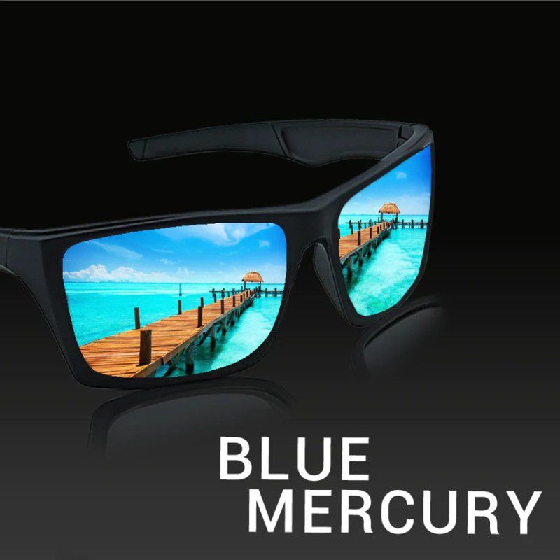 Polarized, UV Protection, Riding Glasses Wrap-around, Sports Sunglasses (60)  (For Men & Women, Blue)