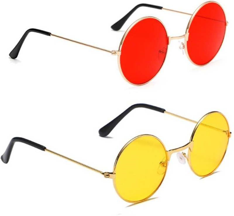 UV Protection Round Sunglasses (54)  (For Boys & Girls, Red, Yellow)