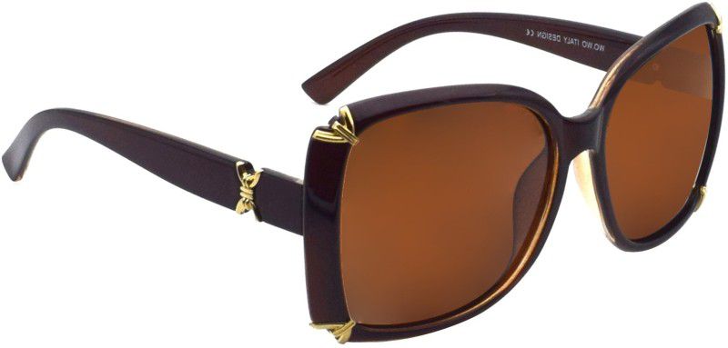 Polarized, UV Protection Retro Square Sunglasses (54)  (For Women, Brown)