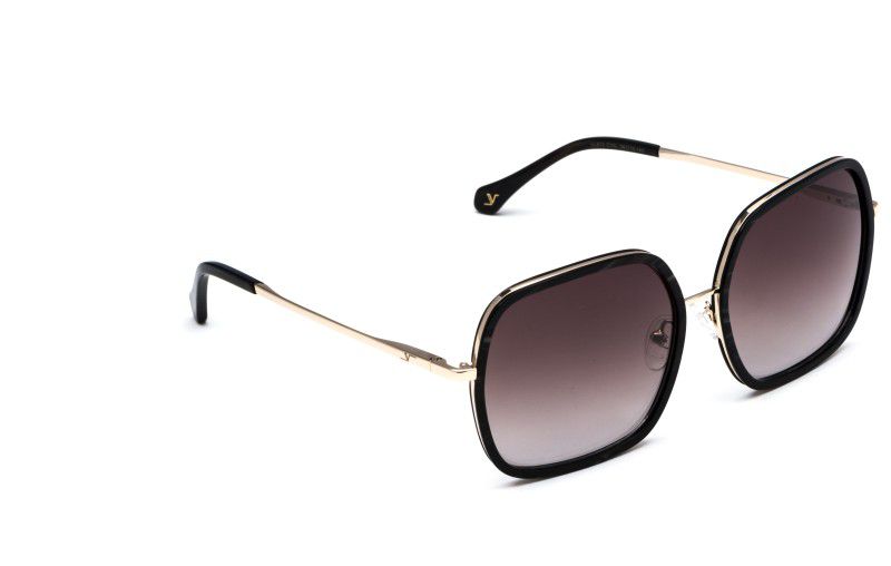UV Protection, Gradient Retro Square Sunglasses (56)  (For Women, Brown)
