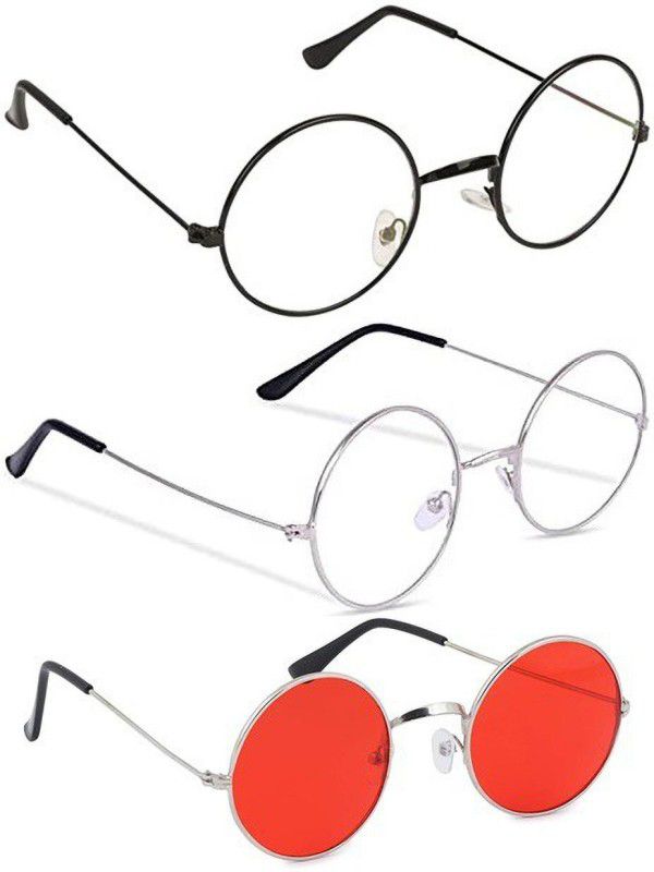 UV Protection Round Sunglasses (50)  (For Boys & Girls, Clear, Red)