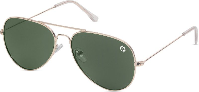 Polarized, UV Protection Aviator Sunglasses (55)  (For Men & Women, Green)