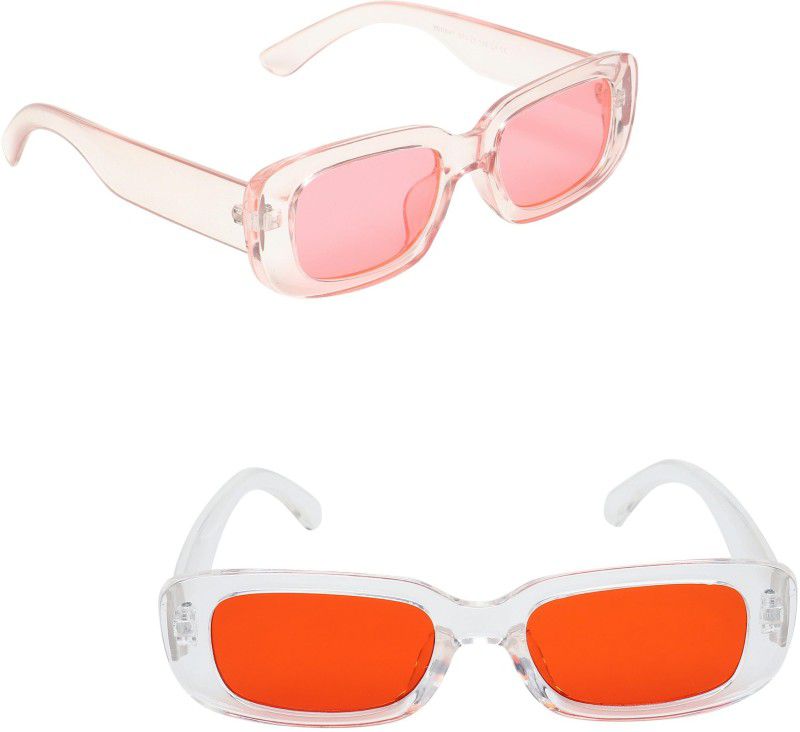 UV Protection Retro Square Sunglasses (44)  (For Men & Women, Pink, Red)