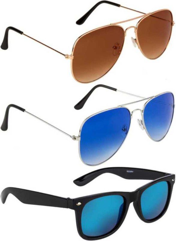 Aviator, Wayfarer Sunglasses  (For Men & Women, Blue, Brown)