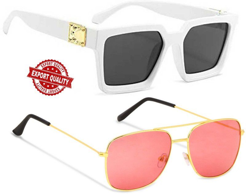 Retro Square Sunglasses  (For Men & Women, Pink)