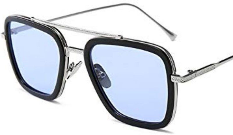 UV Protection, Mirrored Retro Square Sunglasses (30)  (For Men & Women, Blue)