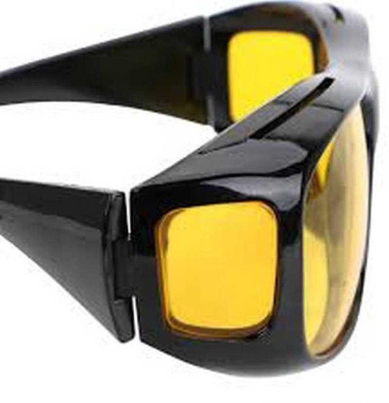 UV Protection Over-sized Sunglasses (Free Size)  (For Men & Women, Black, Yellow)