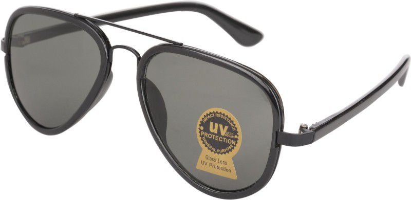 UV Protection Oval, Aviator, Wrap-around, Sports Sunglasses (Free Size)  (For Men & Women, Black)