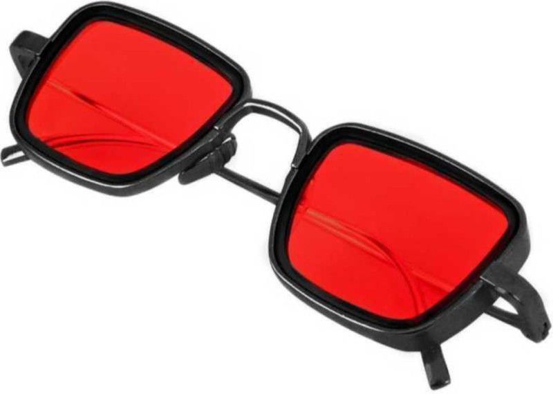 UV Protection, Night Vision, Riding Glasses Retro Square, Rectangular Sunglasses (Free Size)  (For Men & Women, Red)