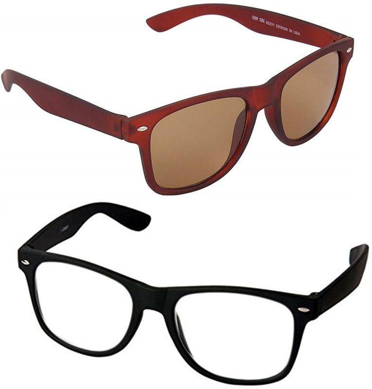 UV Protection Wayfarer Sunglasses (54)  (For Men & Women, Brown, Clear)