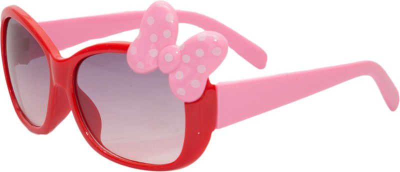 UV Protection, Gradient Over-sized Sunglasses (Free Size)  (For Girls, Black, Red)