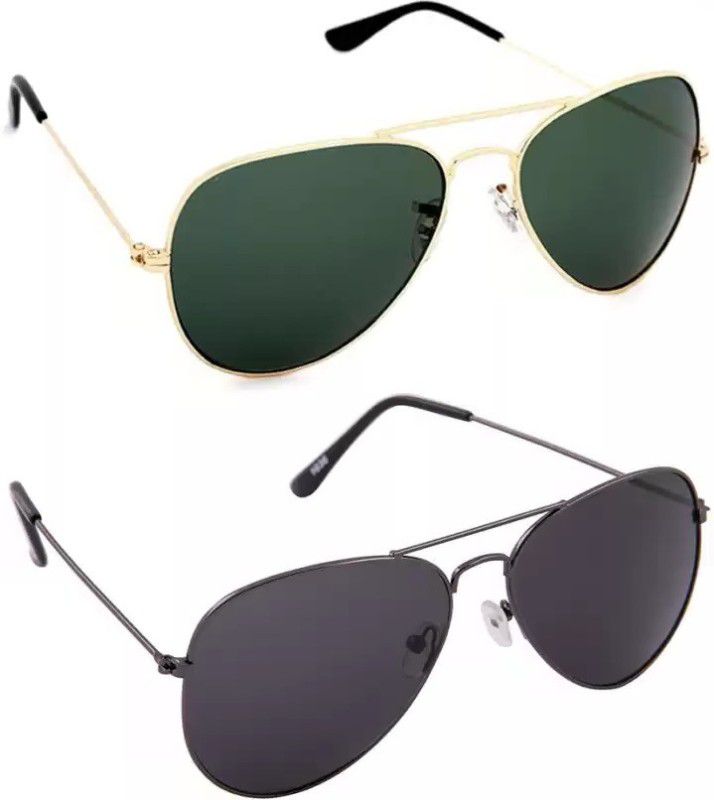 Aviator Sunglasses  (For Men & Women, Green, Black)