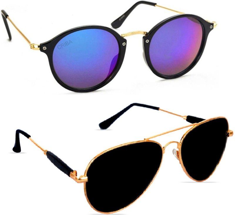 UV Protection Oval Sunglasses (57)  (For Men & Women, Black)