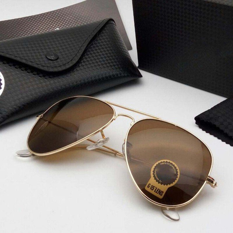 UV Protection Aviator Sunglasses (Free Size)  (For Men & Women, Golden, Brown)