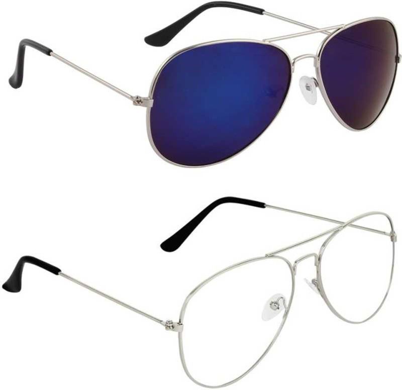 UV Protection Aviator Sunglasses (55)  (For Boys & Girls, Blue, Clear)