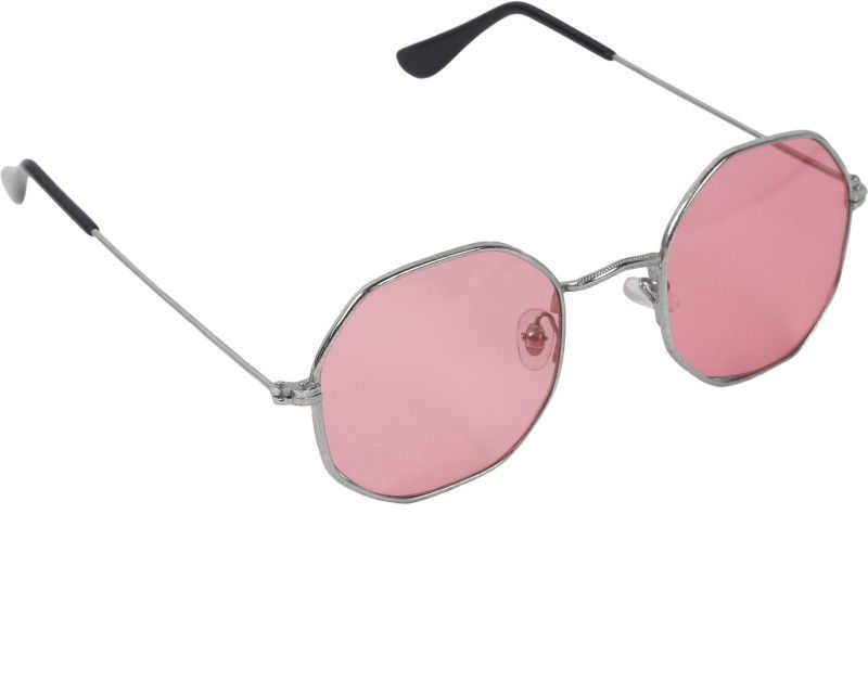 UV Protection Round Sunglasses (55)  (For Men & Women, Silver, Pink)