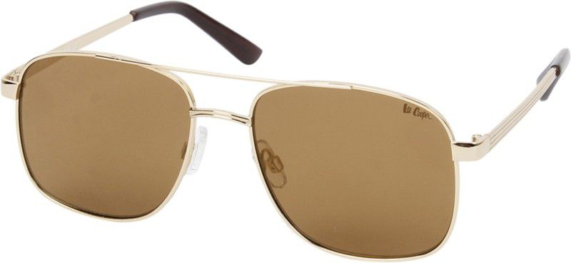 Mirrored Rectangular Sunglasses (51)  (For Men & Women, Golden)