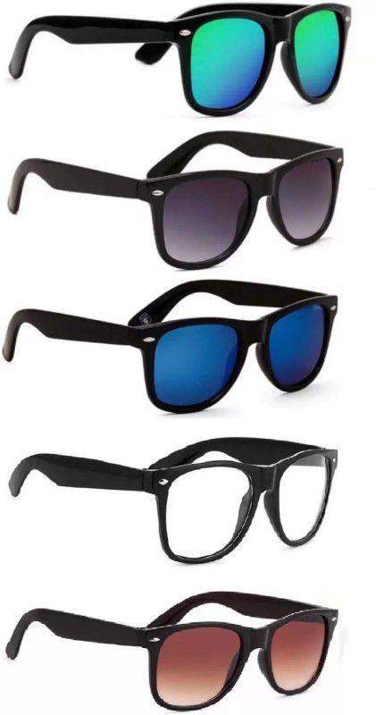 Wayfarer Sunglasses  (For Men & Women, Blue, Black, Green, Clear, Brown)