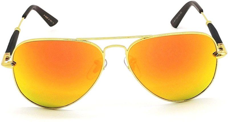 UV Protection, Mirrored Aviator Sunglasses (Free Size)  (For Men & Women, Orange)