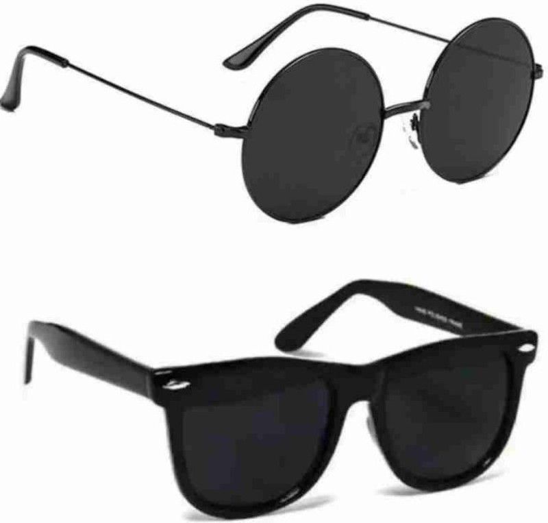 Aviator, Wayfarer, Wrap-around Sunglasses  (For Men & Women, Black)