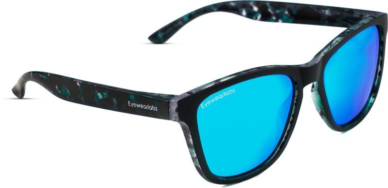 Polarized, UV Protection Retro Square Sunglasses (54)  (For Men & Women, Blue)
