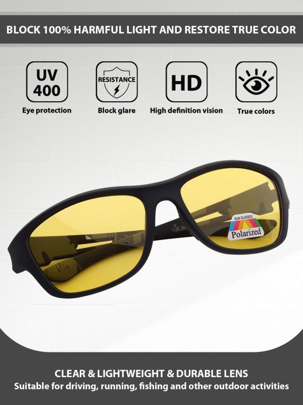 Polarized, UV Protection Sports Sunglasses (43)  (For Men & Women, Yellow)
