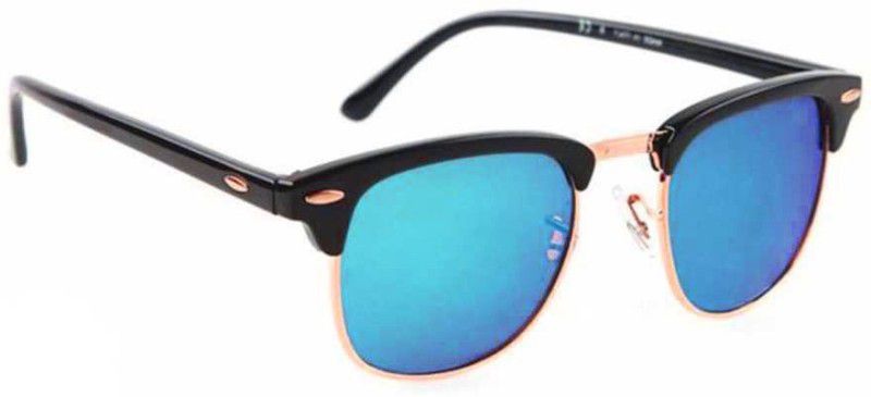 UV Protection, Polarized Clubmaster Sunglasses (55)  (For Men & Women, Blue)