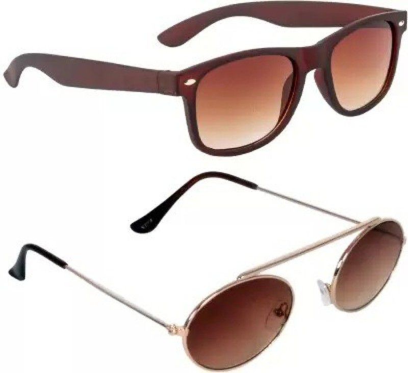 Wayfarer, Oval Sunglasses  (For Men & Women, Brown)