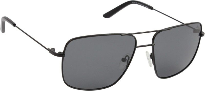Polarized Retro Square Sunglasses (59)  (For Men, Grey)