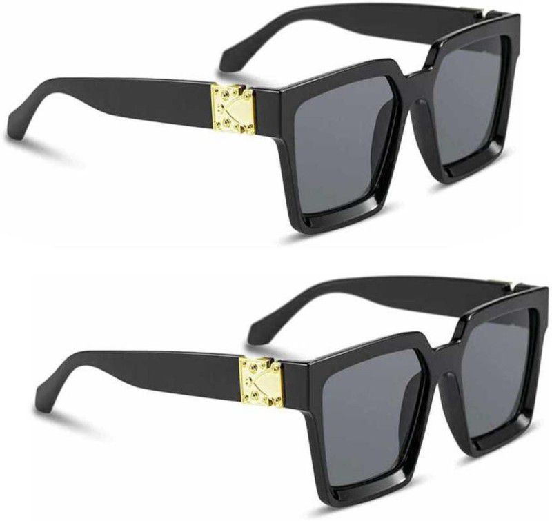 Night Vision, UV Protection Rectangular Sunglasses (18)  (For Men & Women, Black)