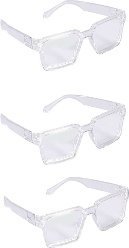 Retro Square Sunglasses  (For Men & Women, Clear, Clear, Clear)