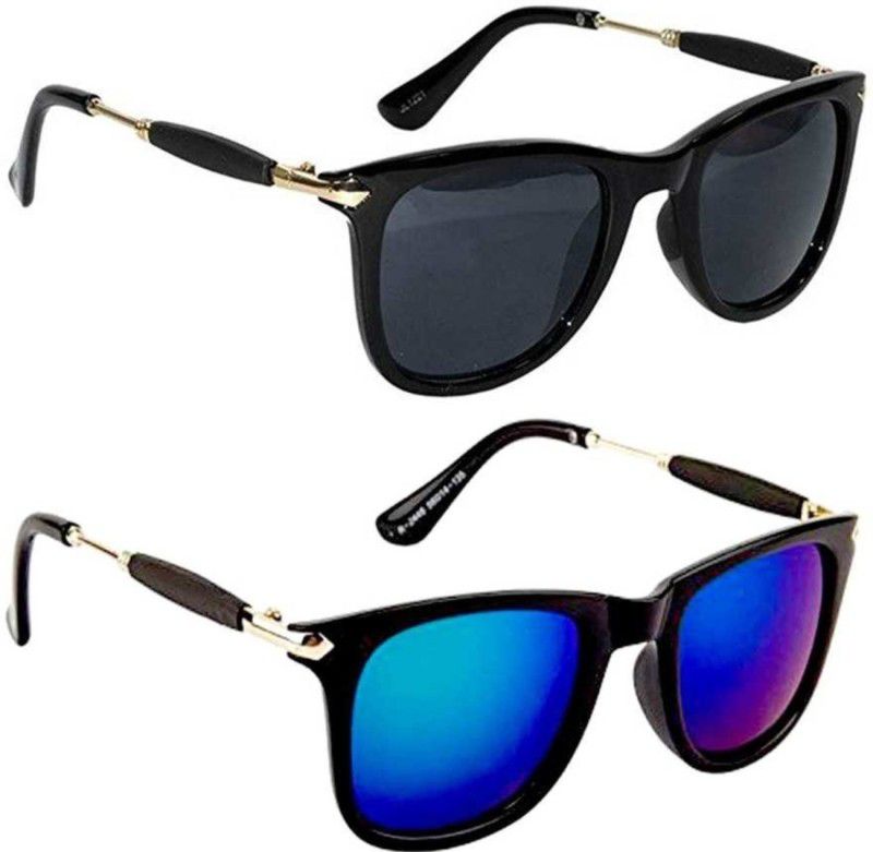 UV Protection, Gradient, Polarized Wayfarer Sunglasses (Free Size)  (For Men & Women, Black, Blue)
