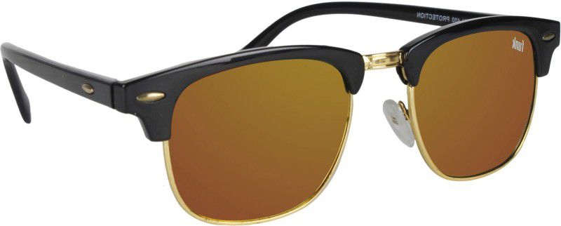 Mirrored Clubmaster Sunglasses (52)  (For Men & Women, Red)