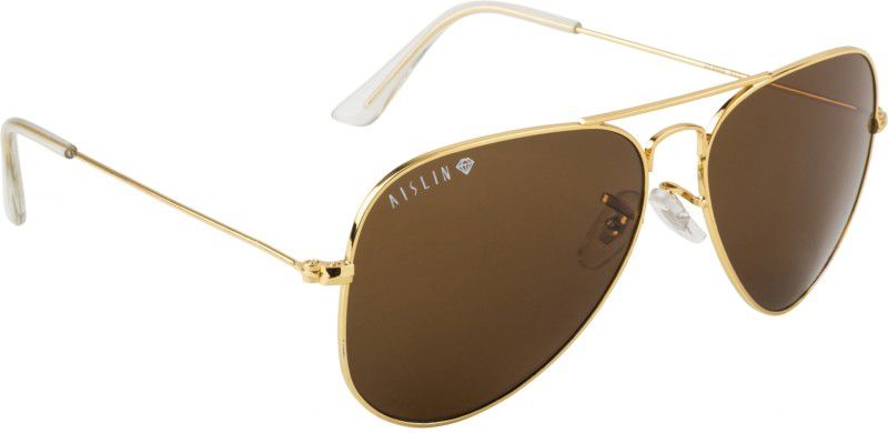 Toughened Glass Lens, UV Protection Aviator Sunglasses (58)  (For Men & Women, Brown)