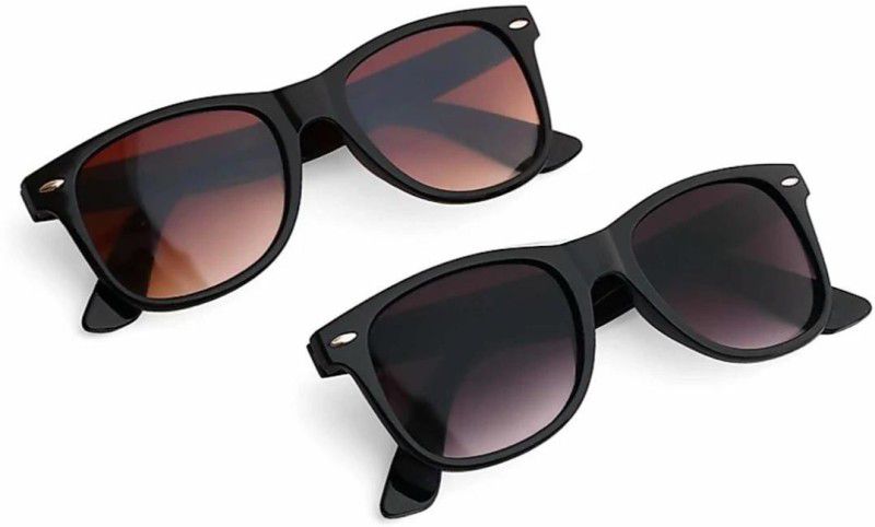 UV Protection, Gradient, Night Vision, Polarized Wayfarer Sunglasses (53)  (For Men & Women, Black, Brown)