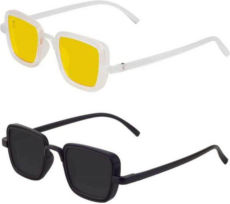 UV Protection Retro Square Sunglasses (45)  (For Men & Women, Yellow, Black)