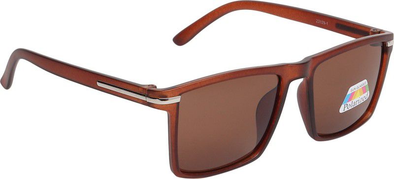Polarized Rectangular Sunglasses (36)  (For Men & Women, Brown)