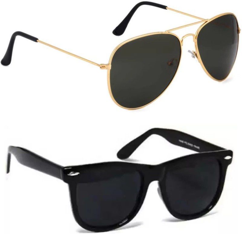 UV Protection, Others Wayfarer, Aviator Sunglasses (25)  (For Men & Women, Black)
