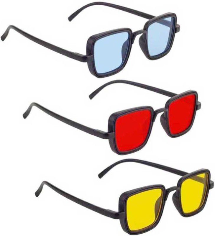 Riding Glasses Round Sunglasses (15)  (For Men & Women, Red, Blue, Yellow)