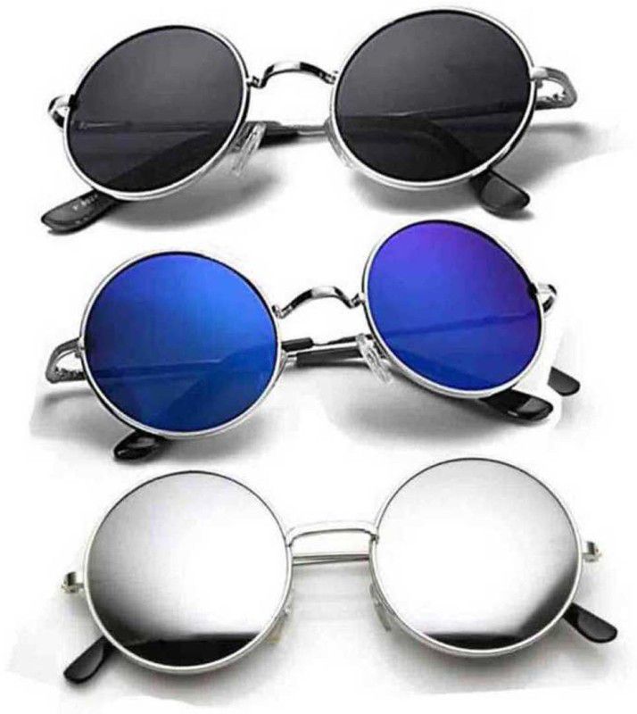 Round Sunglasses  (For Men & Women, Blue, Green, Blue)