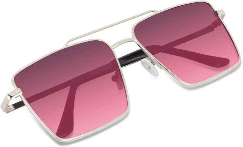 UV Protection, Gradient Retro Square Sunglasses (46)  (For Women, Pink)