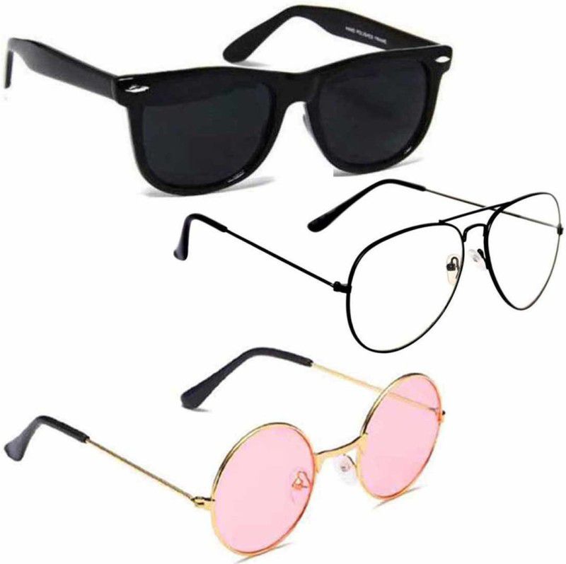 Wayfarer, Round, Aviator Sunglasses  (For Men & Women, Multicolor)